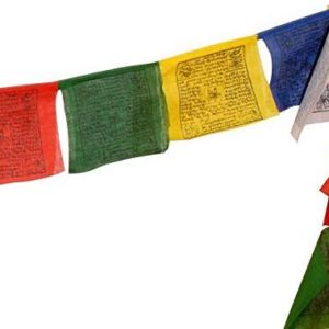 Tibetan Prayer Flag - Large Traditional Design (10" x 10") - Roll of 25 Flags - Handmade in Nepal - Buddhist Flags - Traditional 5 Element Colors