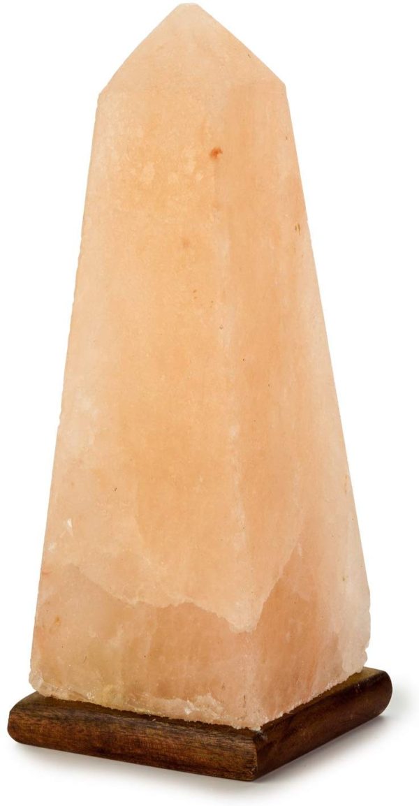 HemingWeigh Air Purifying Himalayan Rock Salt Lamp, Obelisk Shape with Wood Base With Electric Wire & Bulb UL/CE Certified - Image 4