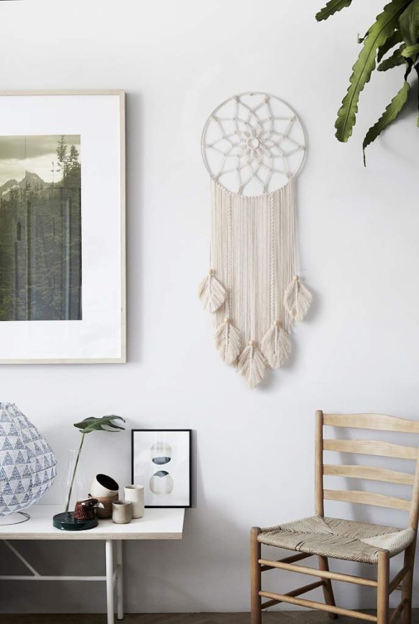 Mkono Macrame Dream Catcher Woven Feather Wall Hanging Handmade Dreamcatcher Boho Tassels Decoration Home Decor, 36 x 13 inches