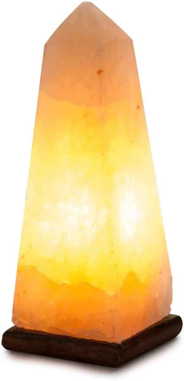 HemingWeigh Air Purifying Himalayan Rock Salt Lamp, Obelisk Shape with Wood Base With Electric Wire & Bulb UL/CE Certified