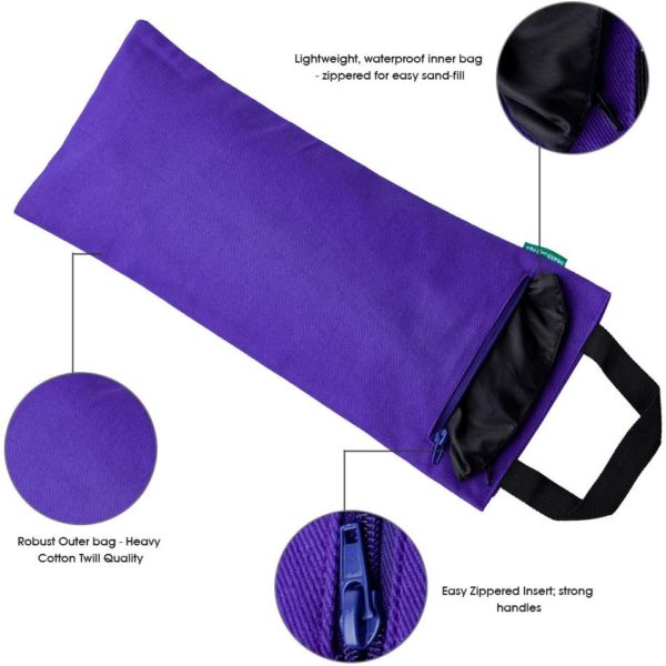 HealthAndYoga(TM) Yoga Sand Bags - Double Bag with Inner Waterproof Bag - Prop for Adding Weight and Support (Purple) - Image 4