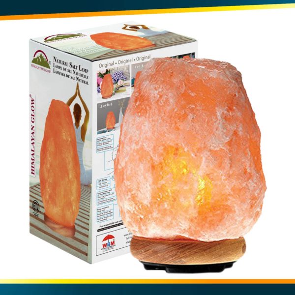 Himalayan Glow Natural Himalayan Salt Lamp, Crystal Salt Lamps, Real Wood Base with Dimmer Switch, Handmade Salt Lamp, Gift Lamp, Holiday Gift, ETL Certified | 7-11 LBS