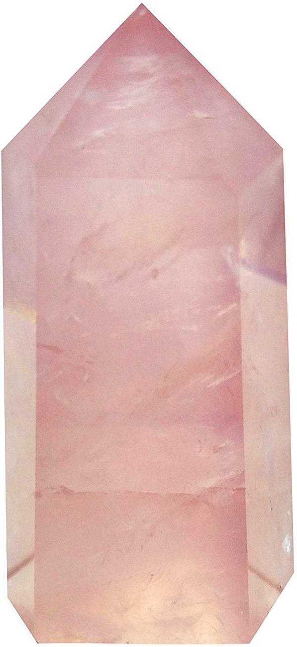 Rose Quartz Healing Crystal Wand Pointed & Faceted Prism Bar for Reiki Chakra Meditation Therapy Deco