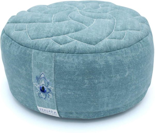 Zenjara Zafu Yoga Meditation Cushion - Overstuffed USA Buckwheat Hull Filling | Washable, Removable Cotton Pillow Cover | Choose Your Color & Size - Image 2
