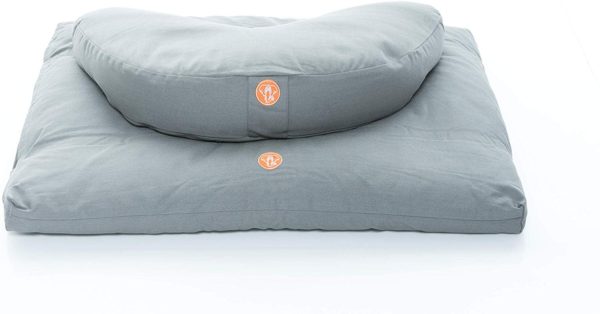Awaken Meditation Hand/Machine Washable Crescent Zafu Zabuton Yoga Mat & Cushion Set Filled with Natural Cotton & Buckwheat - 100% Cotton - Image 3