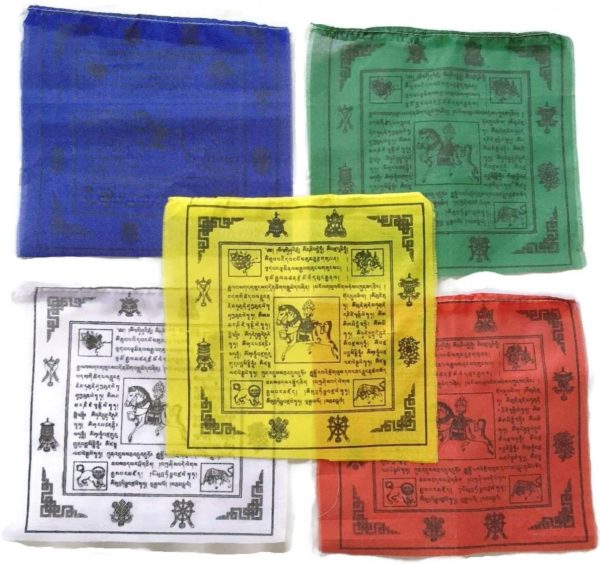 Tibetan Prayer Flag - Large Traditional Design (10" x 10") - Roll of 25 Flags - Handmade in Nepal - Buddhist Flags - Traditional 5 Element Colors - Image 3