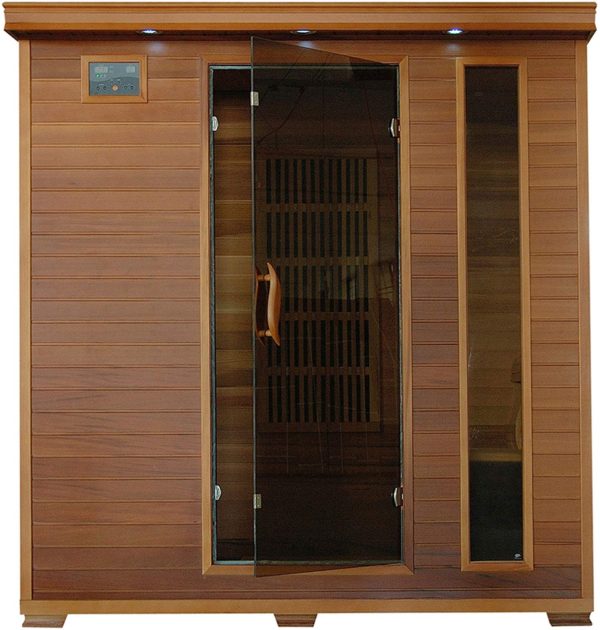 Radiant Saunas 4-Person Cedar Infrared Sauna with 9 Carbon Heaters, Chromotherapy Lighting, Oxygen Ionizer, Music System