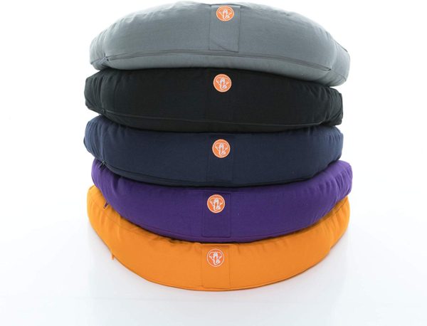Awaken Meditation Crescent Zafu Yoga Cushion Hand/Machine Washable Filled with Natural Cotton & Buckwheat - 100% Cotton - Image 4