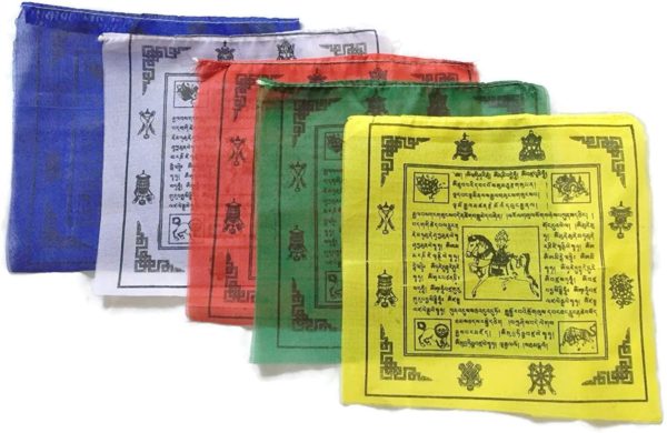Tibetan Prayer Flag - Large Traditional Design (10" x 10") - Roll of 25 Flags - Handmade in Nepal - Buddhist Flags - Traditional 5 Element Colors - Image 4
