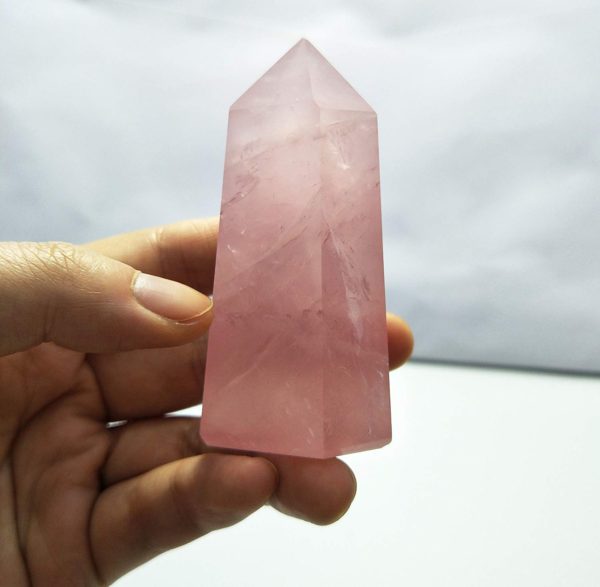Rose Quartz Healing Crystal Wand Pointed & Faceted Prism Bar for Reiki Chakra Meditation Therapy Deco - Image 2
