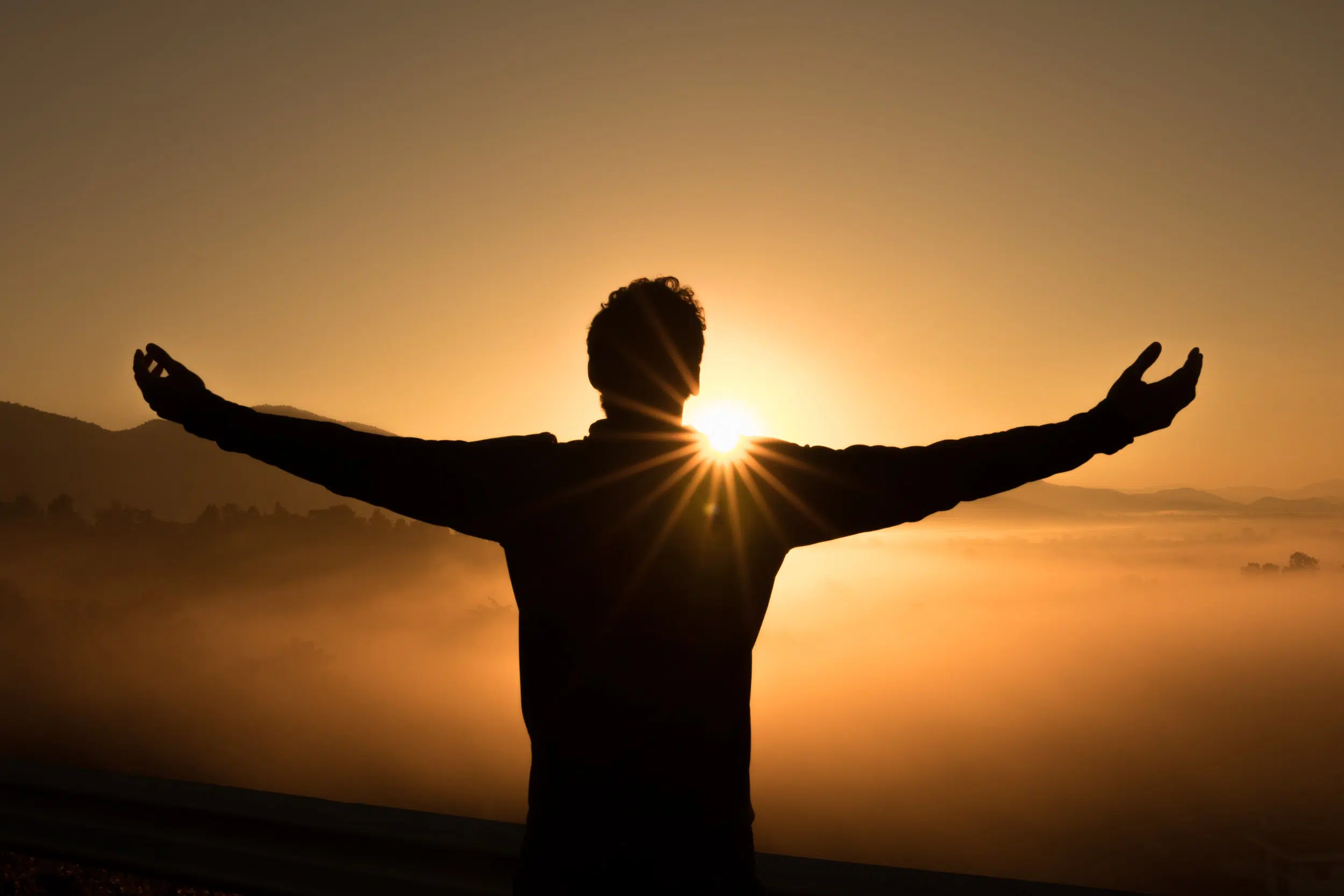 Man in Healing Meditation Pose